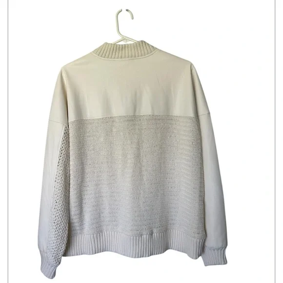 Anthropologie Crochet Bomber Cardigan Ivory Excellent Size L - Picture 6 of 9